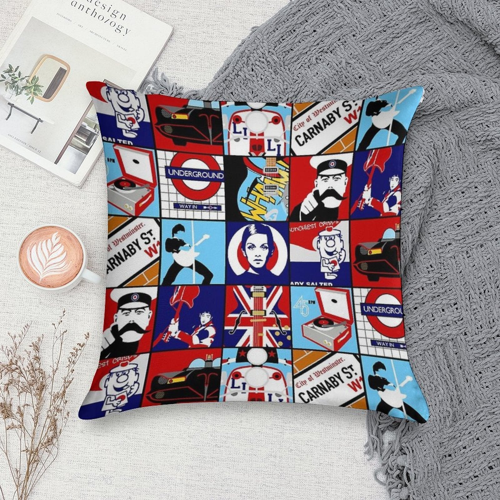 Iconic Mod Pop Art Soft Washable Throw Pillow