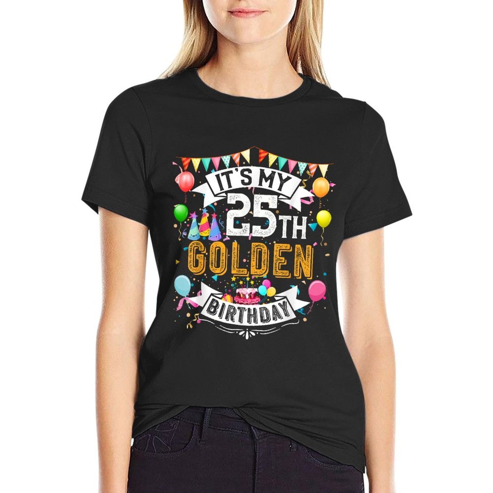 25th Birthday It's My 25th Golden Birthday Vintage  Fade-proof Color T-Shirt