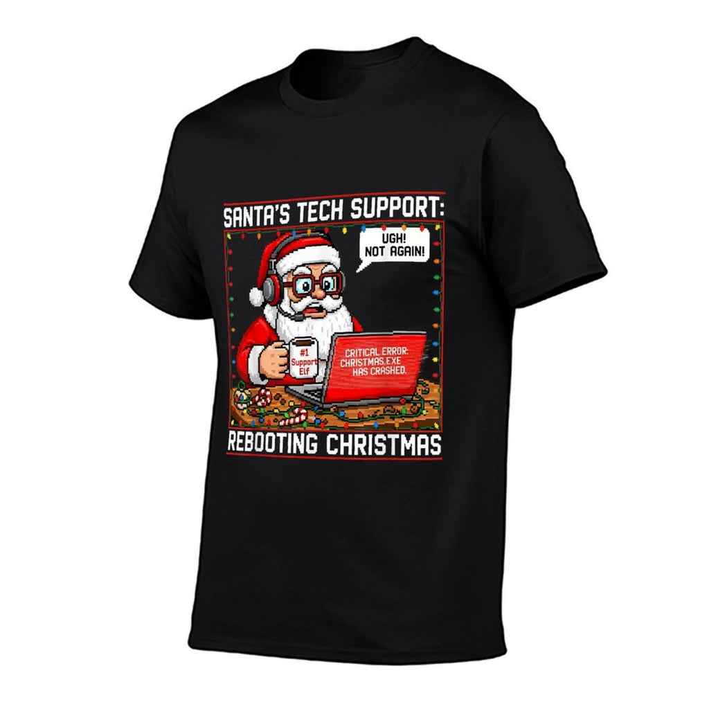 Santas Tech Support Rebooting Christmas Funny  Trendy Pattern T-Shirt