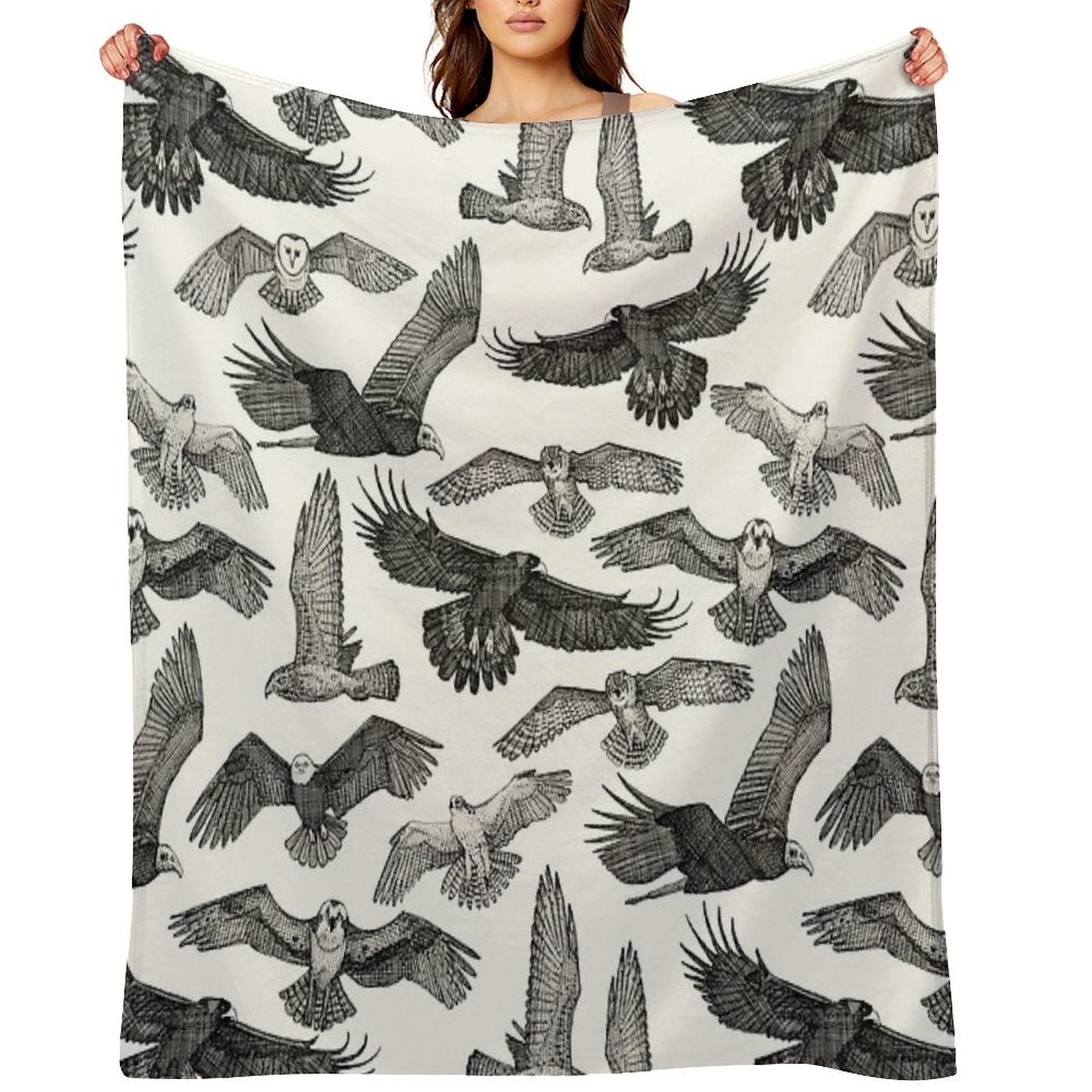 Birds of Prey Black Comfort Throw Blanket