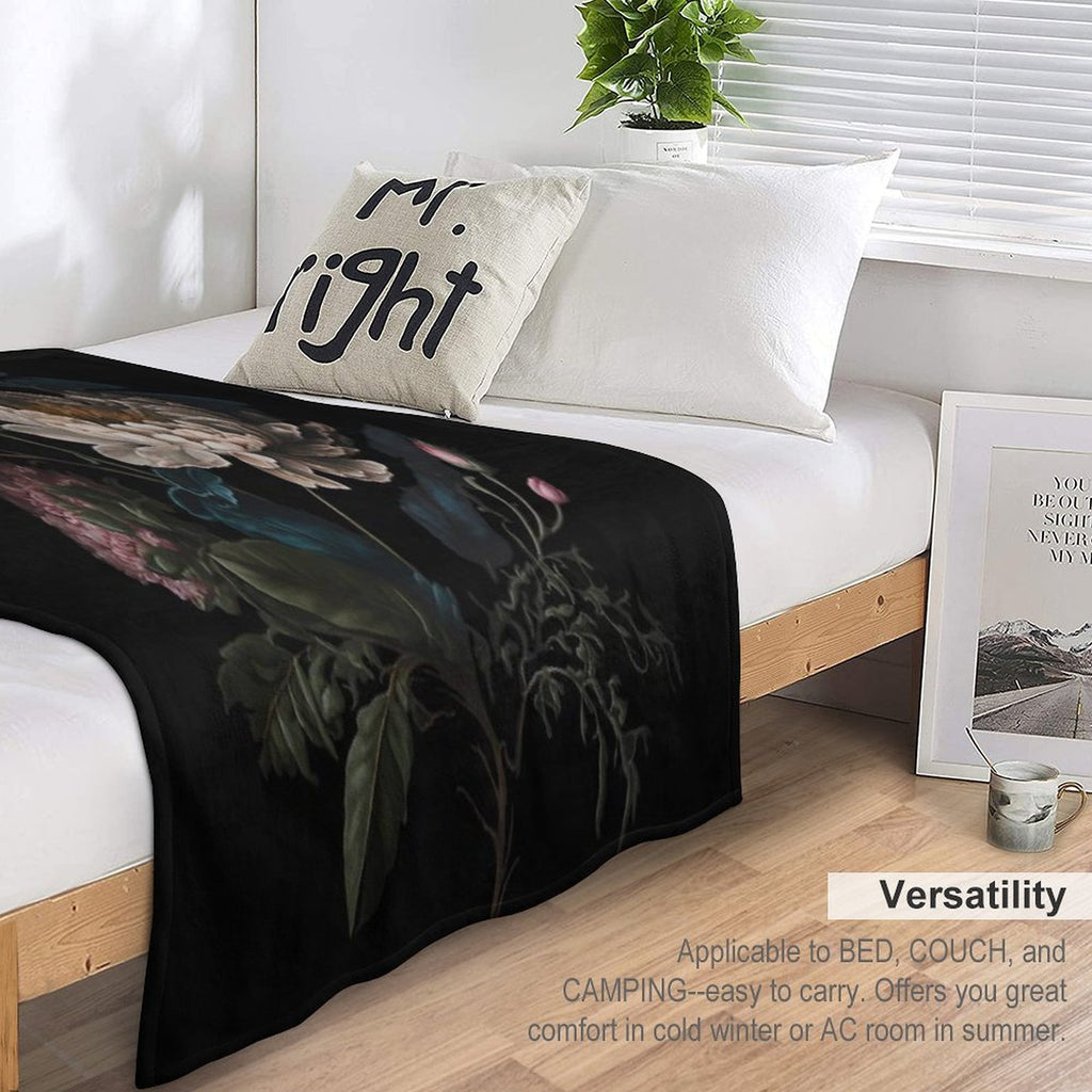 Dark Academia Peony Botanical All-season Throw Blanket