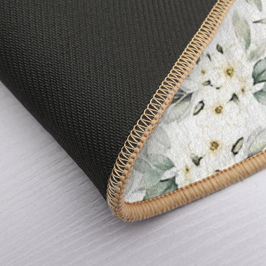 Green Leaves And Flower Blossom Pattern  Dirt-Trapping Bath Mat