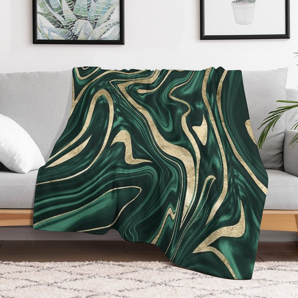 Emerald Green Black Gold Marble #1 #decor #art Shrink-resistant Throw Blanket
