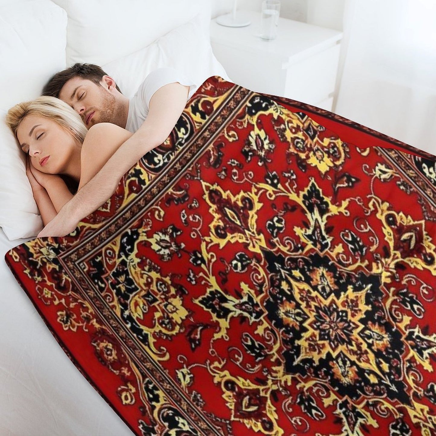 17th Century Afghanistan Rug Print Travel-friendly Throw Blanket