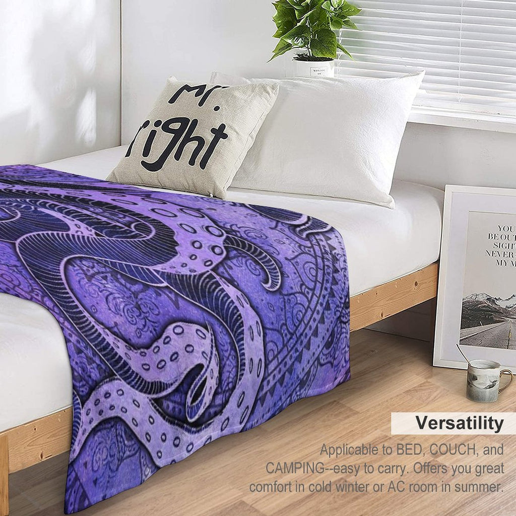 Octopus on Damask - Purple Edition Comfort Throw Blanket