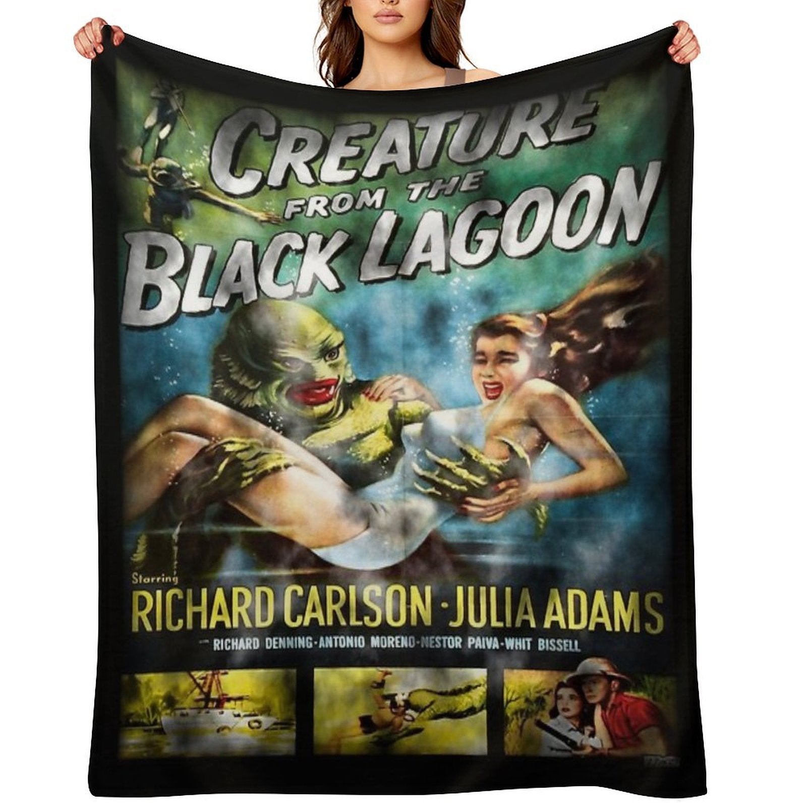 Creature From The Black Lagoon - Dark Version. Plush Throw Blanket