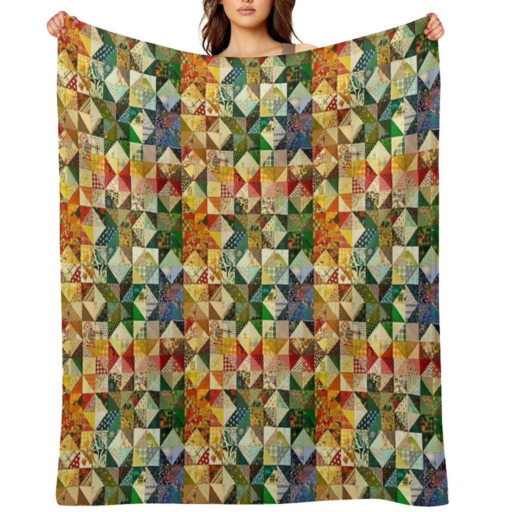 Patchwork with Strainght Colors Design Velvety-soft Throw Blanket
