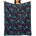 Dragons Floral in Dark Jewel Tones Machine-washable Throw Blanket