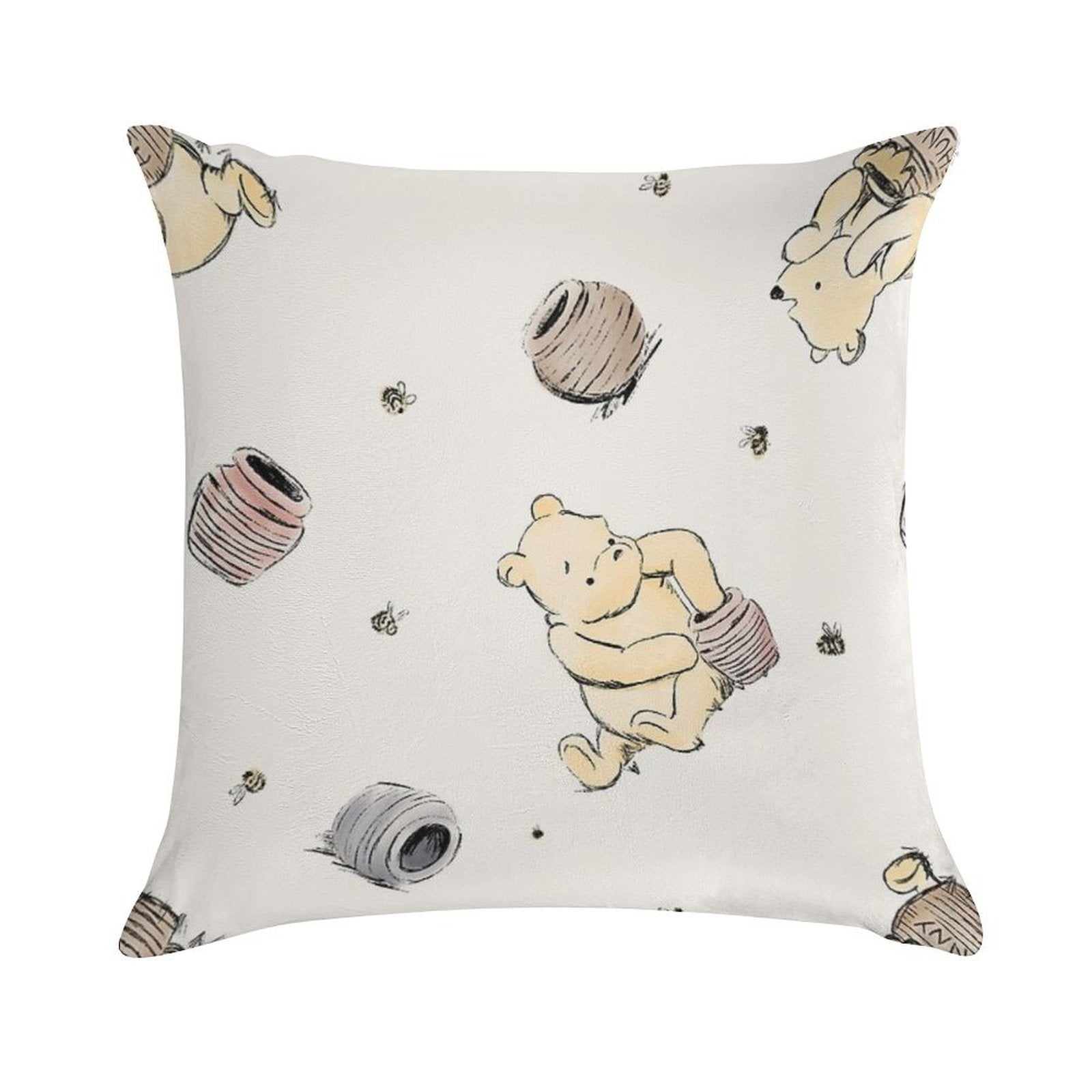 Vintage Pooh Soft Reinforced Edging Throw Pillow