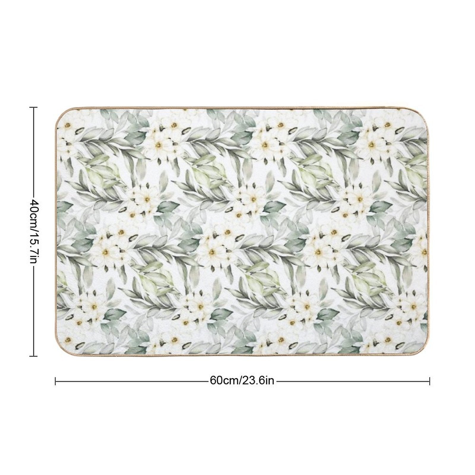 Green Leaves And Flower Blossom Pattern  Dirt-Trapping Bath Mat