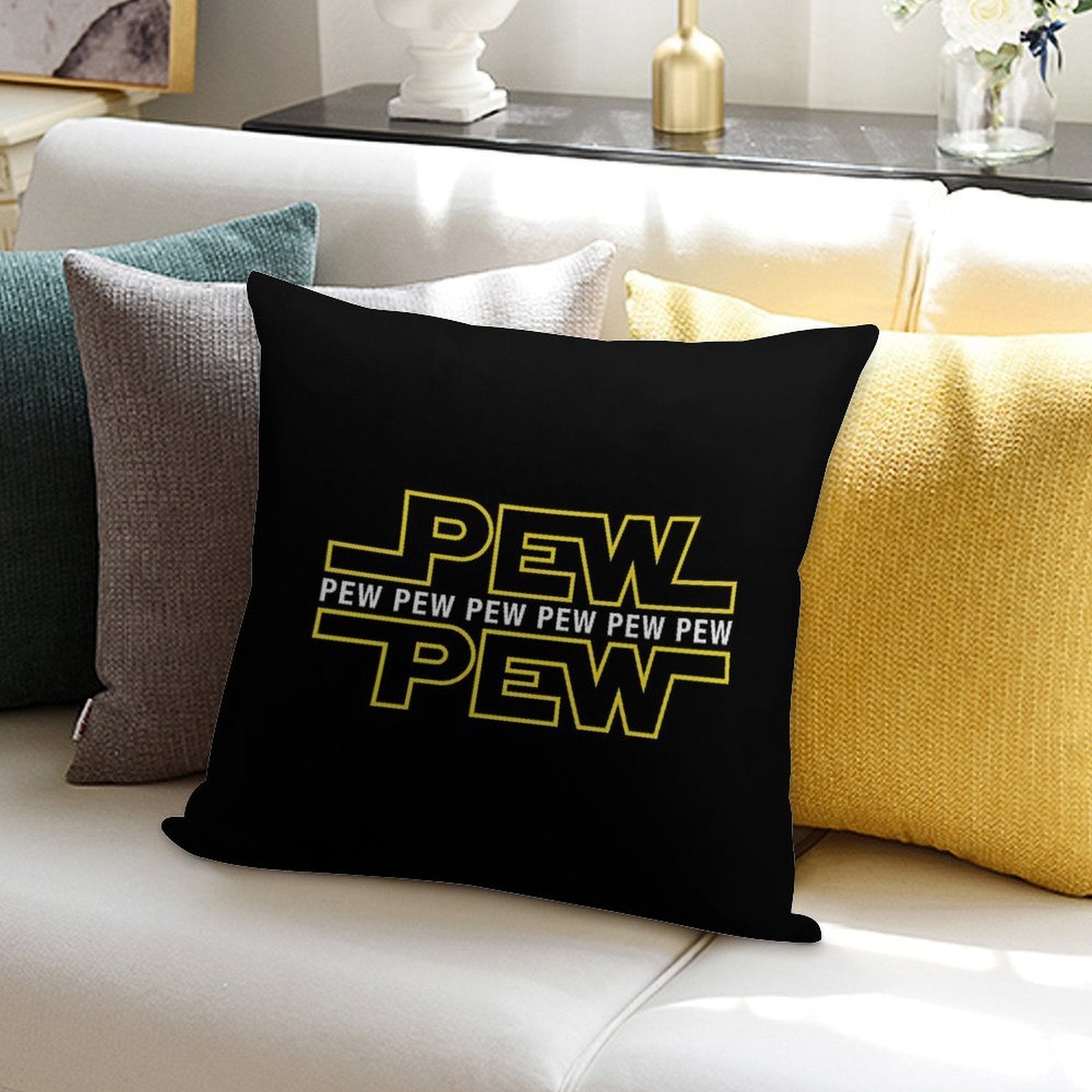 Pew Pew Pew Soft Gift Ready Throw Pillow