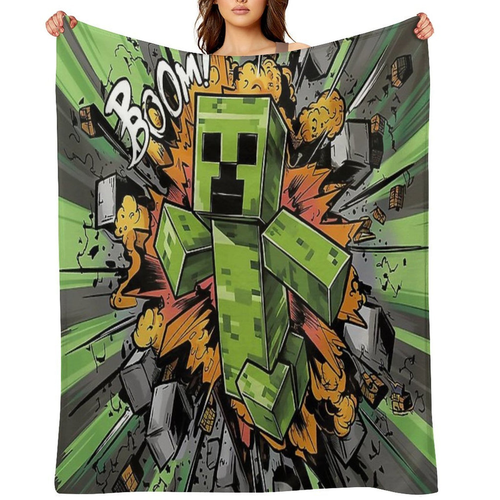 Creeper Explosion Sustainable Throw Blanket