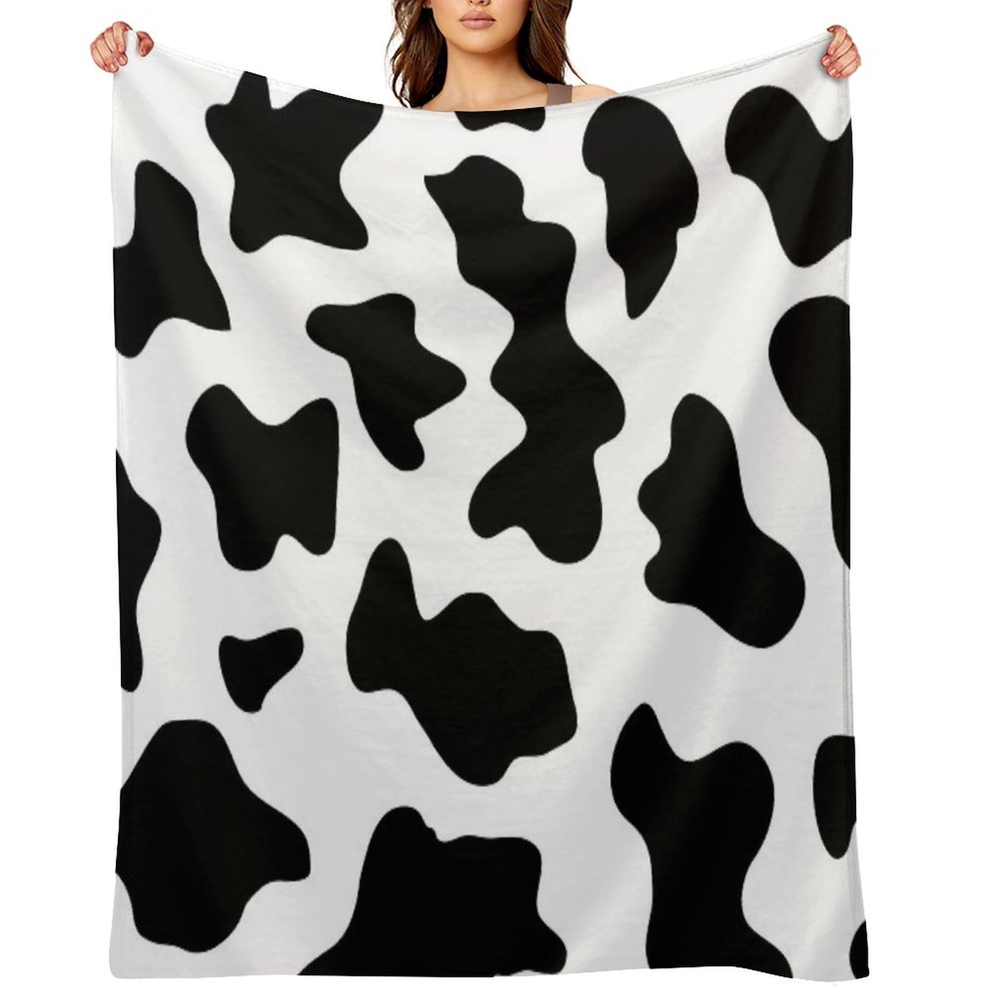 1980s Black White Ranch Farm Barn Animal Dairy Cow Print Velvety-soft Throw Blanket