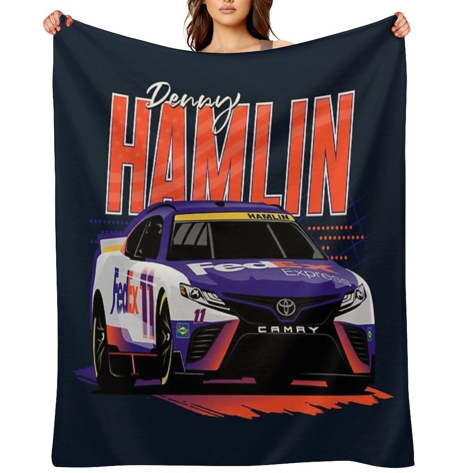 Denny Hamlin 2022 Nascar Playoffs Travel-friendly Throw Blanket
