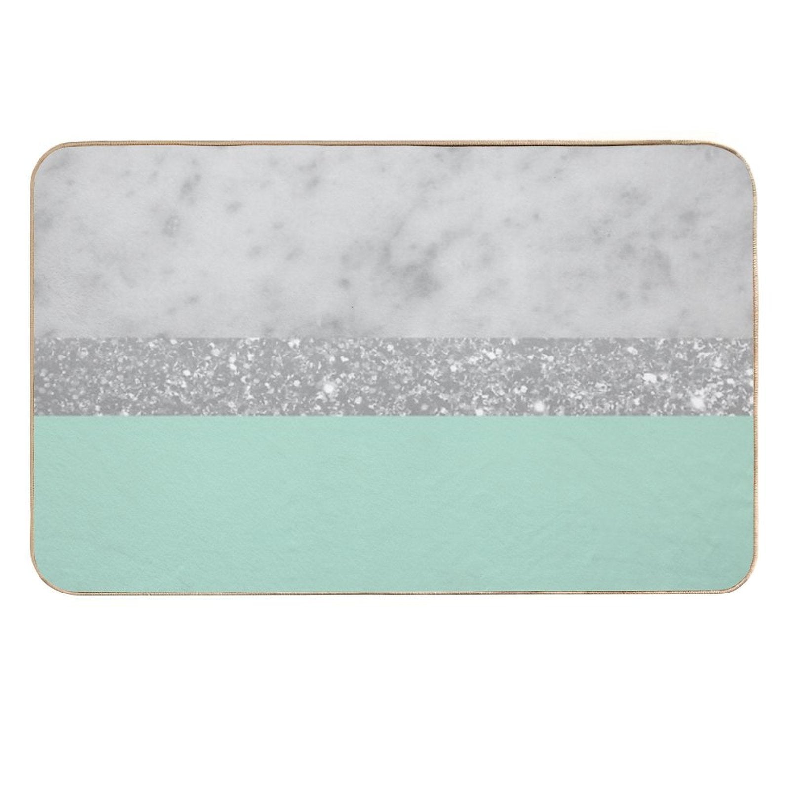 White Marble Mint Silver Stripe Glam #1 (Photo of Glitter Only - Not Reflective)  Toxin-Free Bath Mat