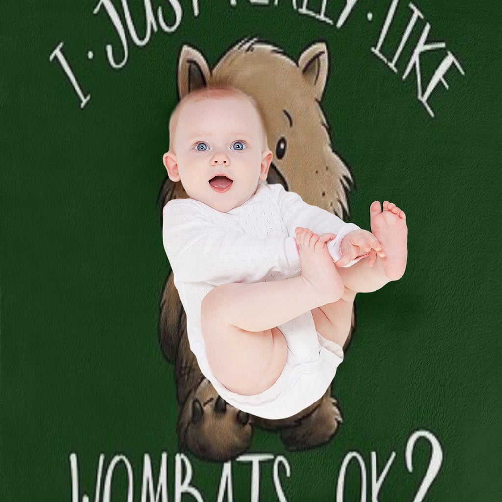 I Just Really Like Wombats OK Cute Marsupial Wombat Wrinkle-free Throw Blanket