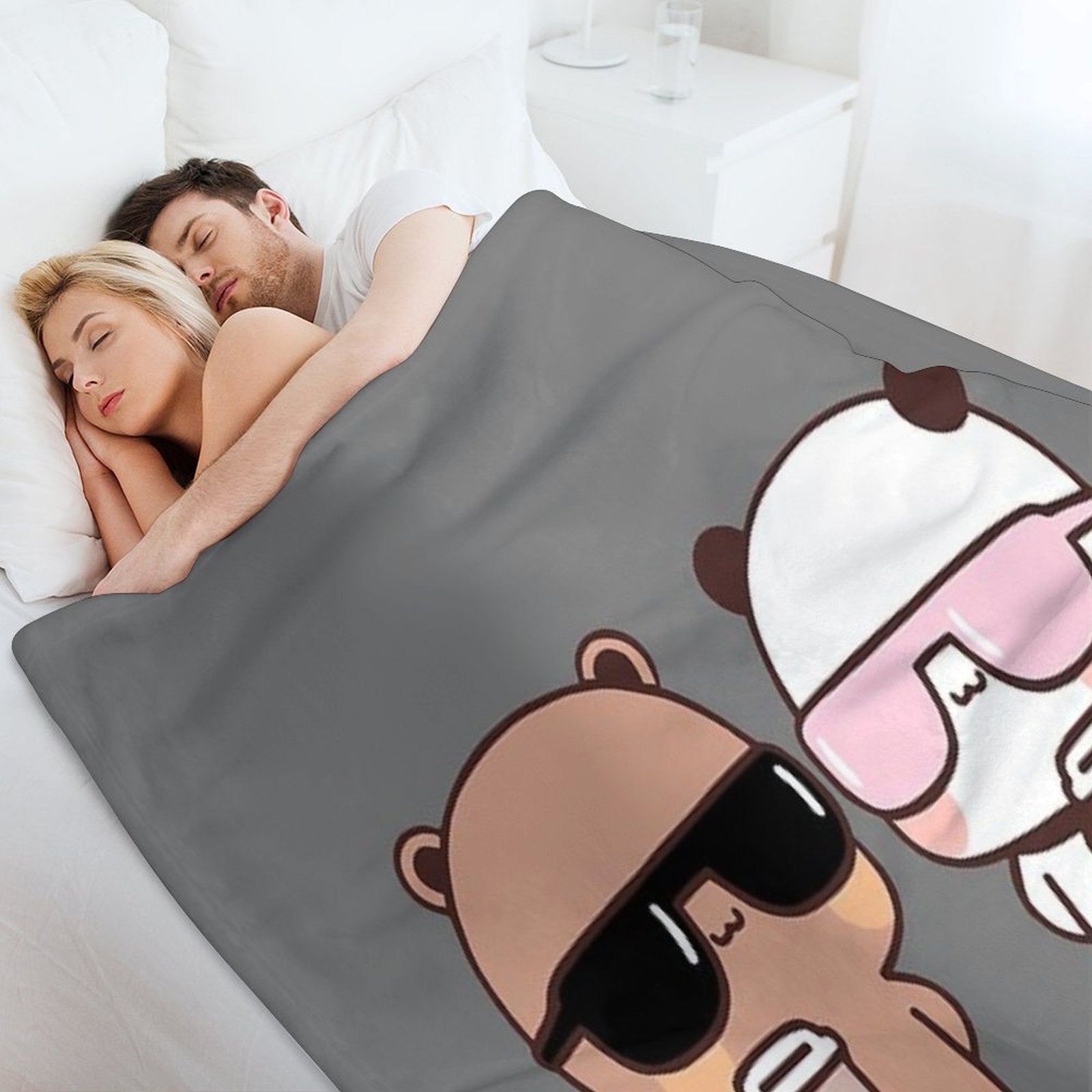 DuDu Bear And BuBu Panda Having Coffee Together❤️ Travel-friendly Throw Blanket