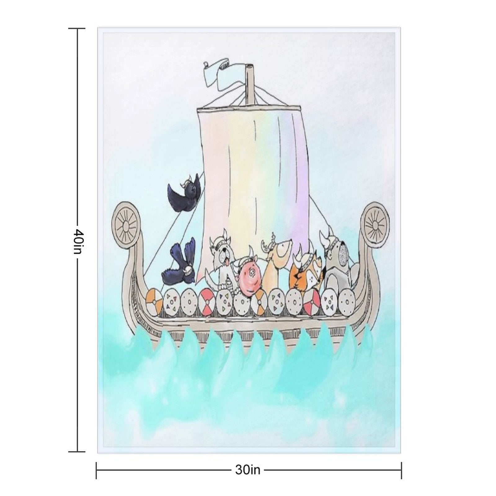 Viking Animal Longship Blanket Compact Throw Blanket