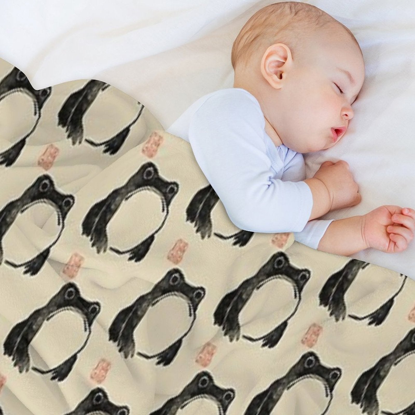 Grumpy Frog Japanese Lightweight Throw Blanket