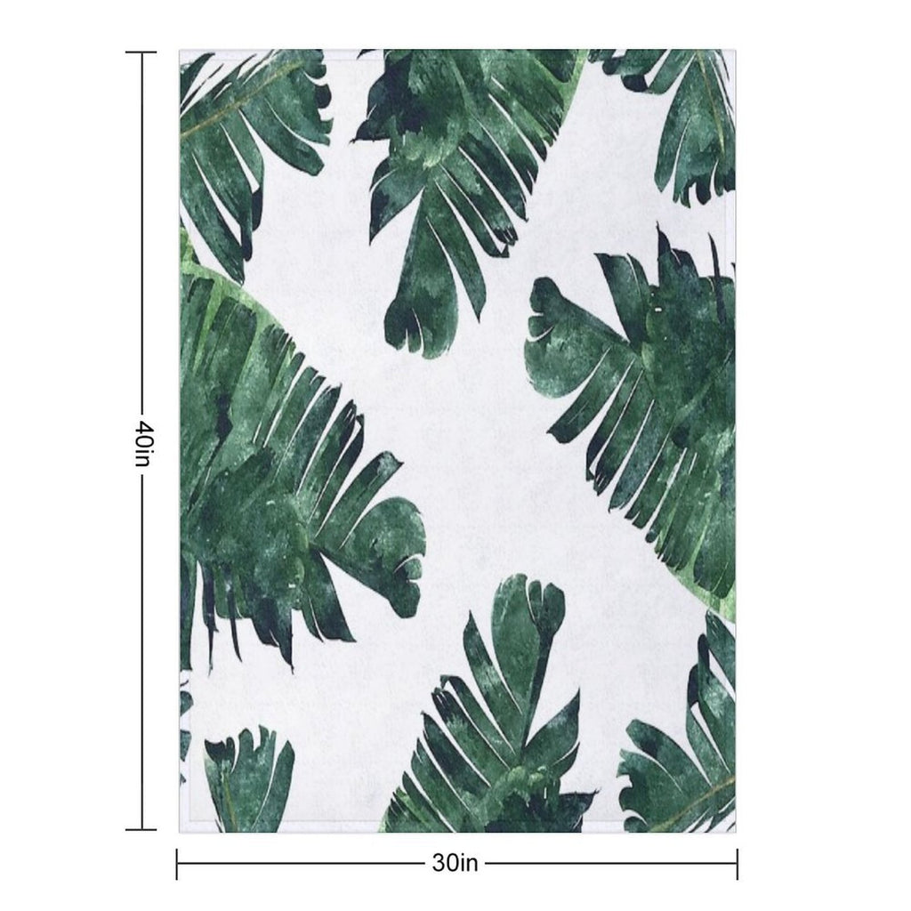 Banana Leaves Watercolor Painting, Tropical Botanical Jungle Nature Minimal Vibrant Modern Bohemian Illustration Shrink-resistant Throw Blanket