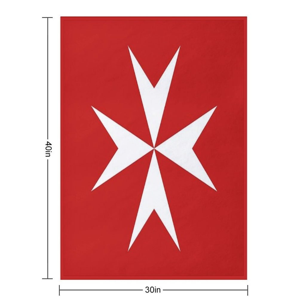 Maltese Cross Flag T-Shirt Plush Throw Blanket