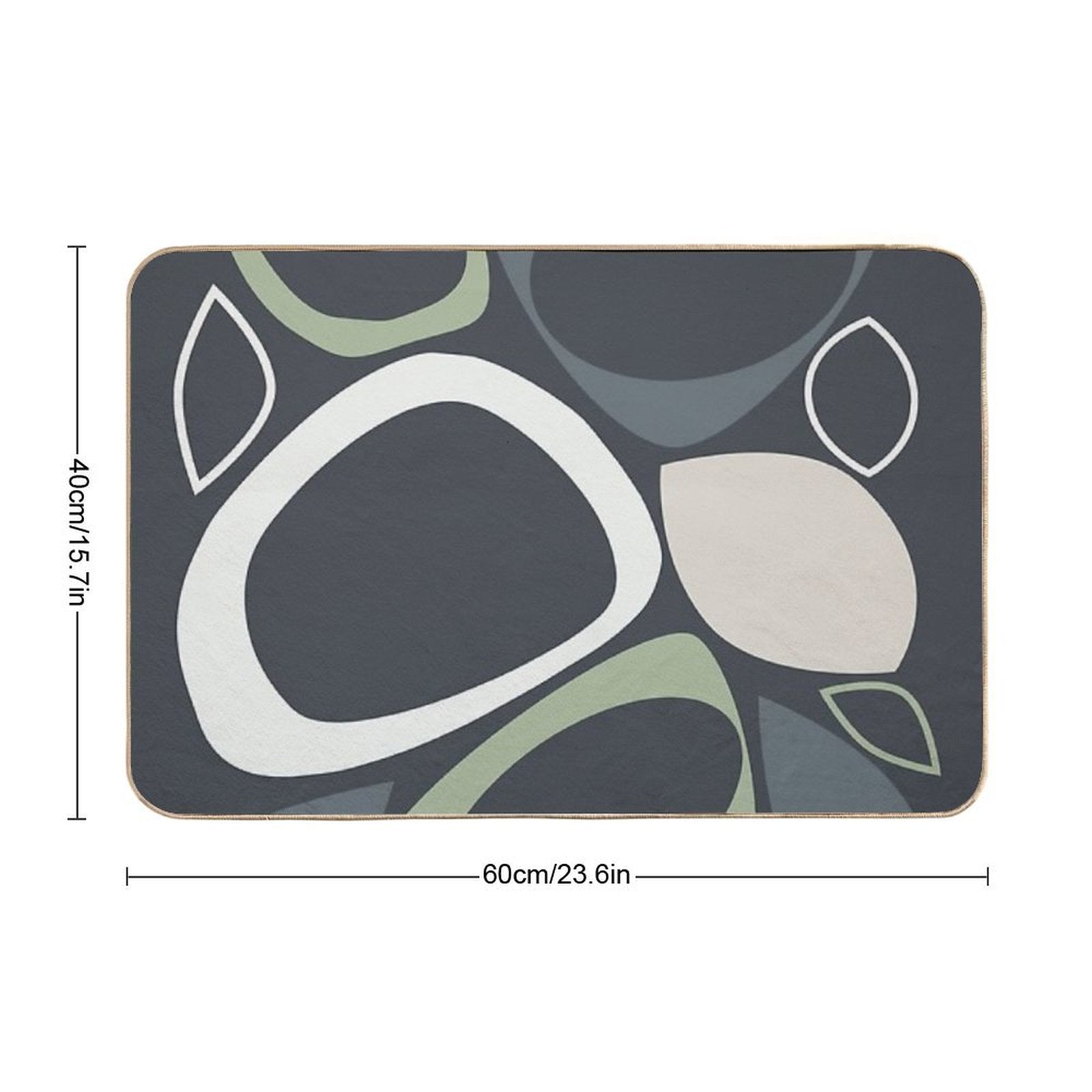 Mid Century Modern Abstract 8 Charcoal, Sage Green, Beige  Long-Lasting Bath Mat