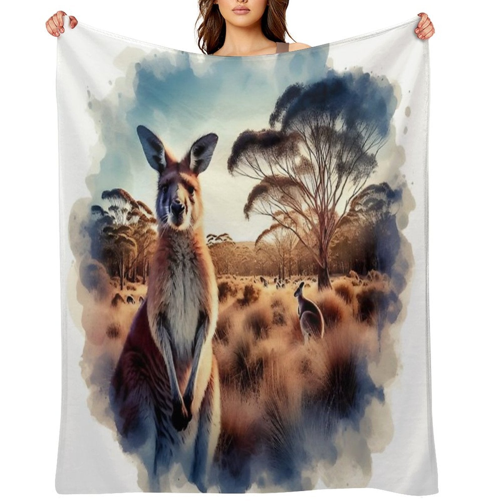 Kangaroo Plush Throw Blanket