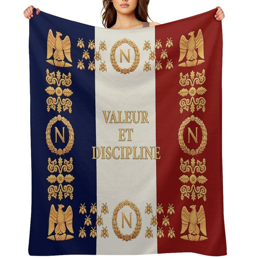 Napoleonic French Regimental Flag Valeur Et Discipline Lightweight Throw Blanket