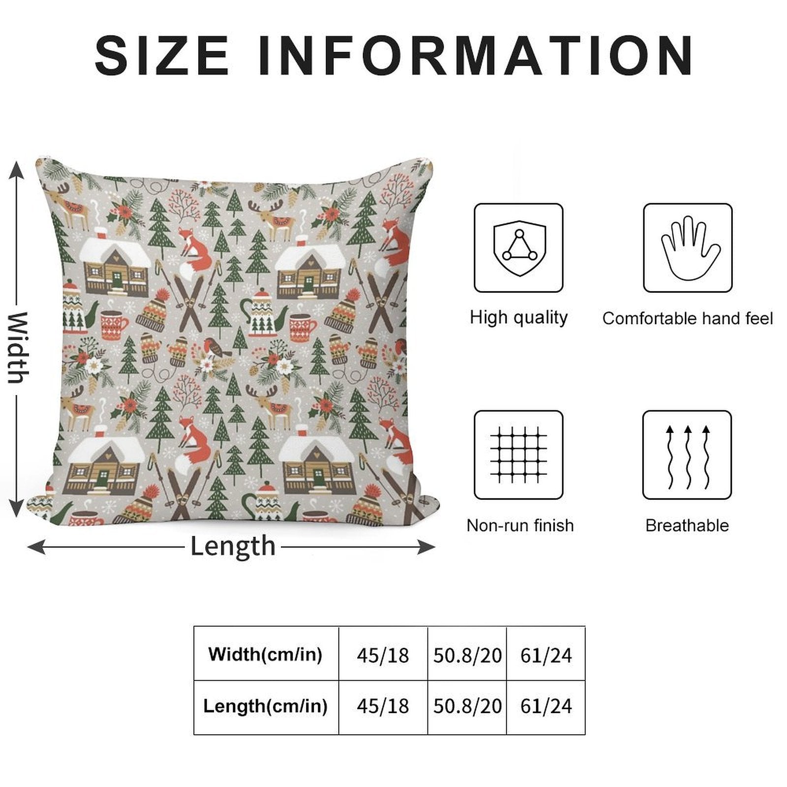 Cozy Cabin  Light Grey Soft High-Density Material Throw Pillow