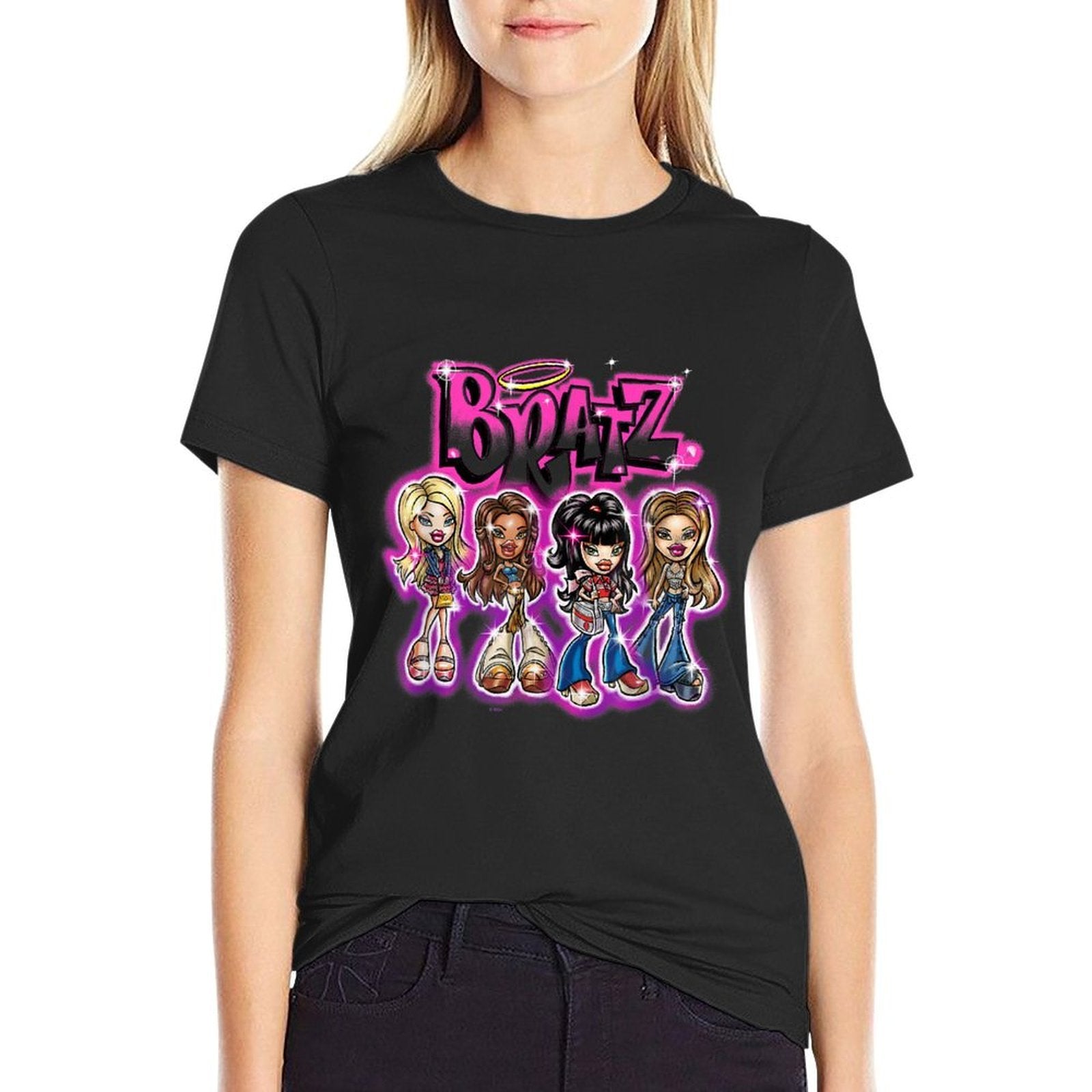 Bratz Dolls With Style Group Shot Retro Big Chest Poster  Durable T-Shirt