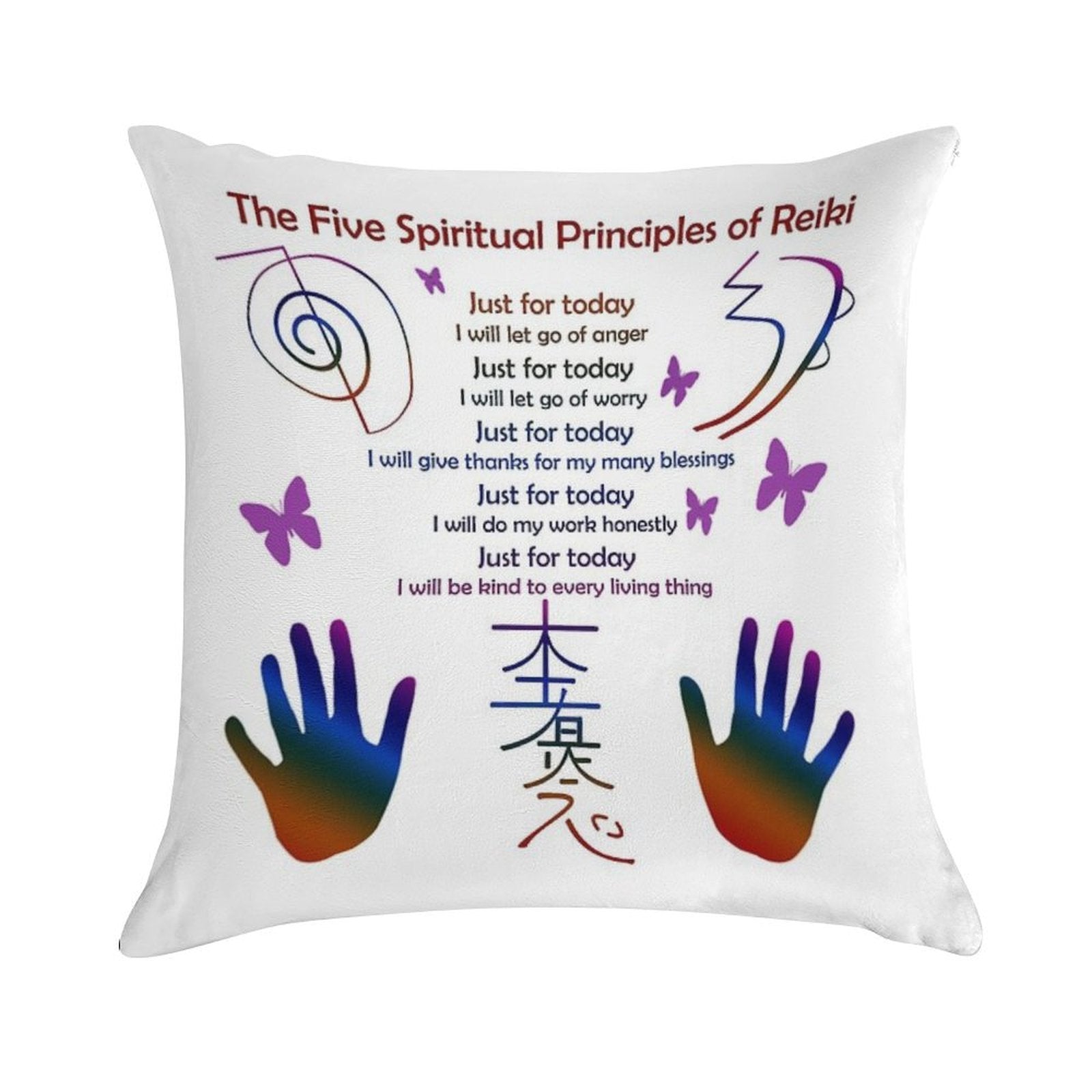 The 5 Principles of Reiki Soft Hidden Zipper Throw Pillow