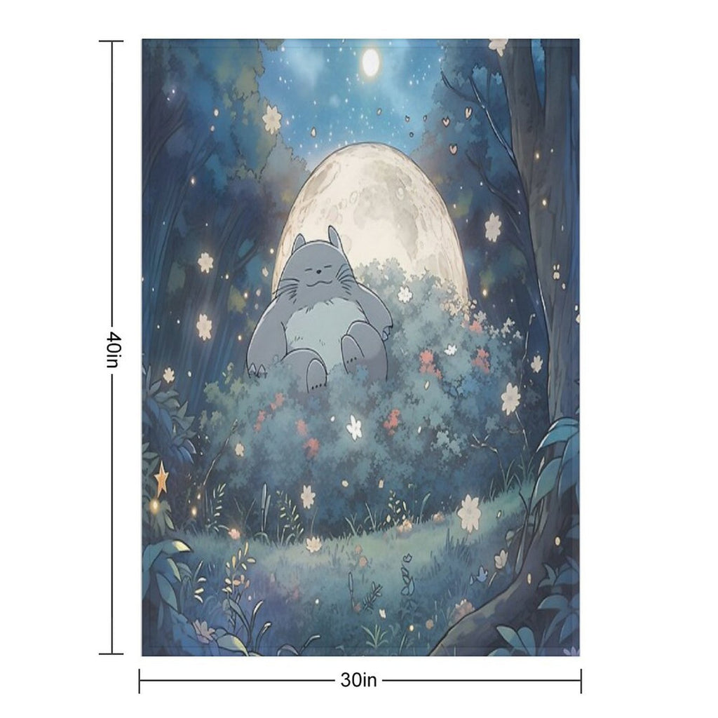 Explore The Enchanting World of My Neighbor Totoro XI Original Art And Illustrations Online Travel-friendly Throw Blanket