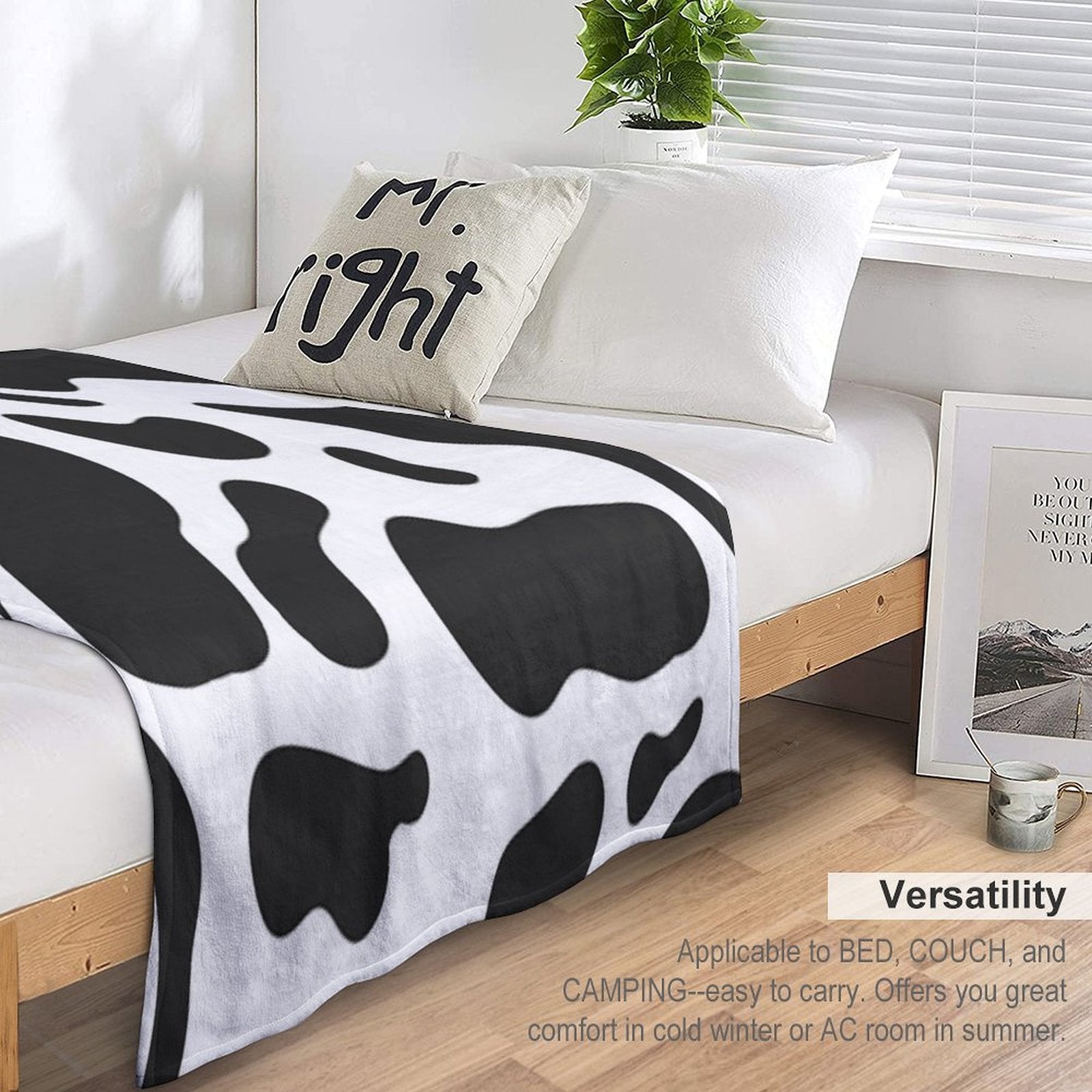 Cow Pattern Plush Throw Blanket