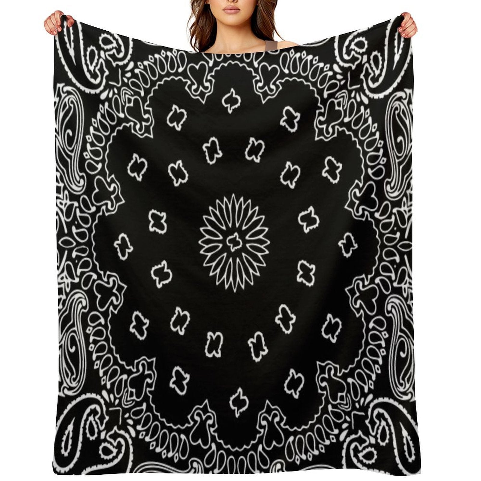 Black Bandana Lightweight Throw Blanket