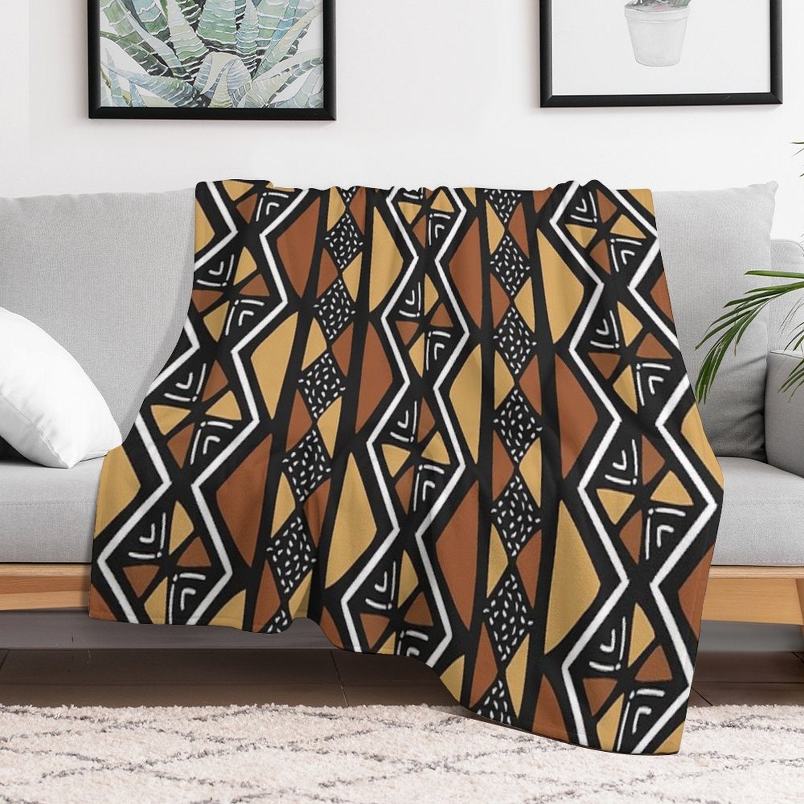 African Mud Cloth Mali Easy Care Throw Blanket