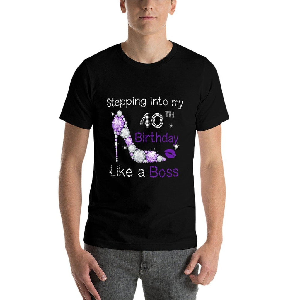 Stepping Into My 40th Birthday Like A Boss Funny For Women  Heathered Texture T-Shirt