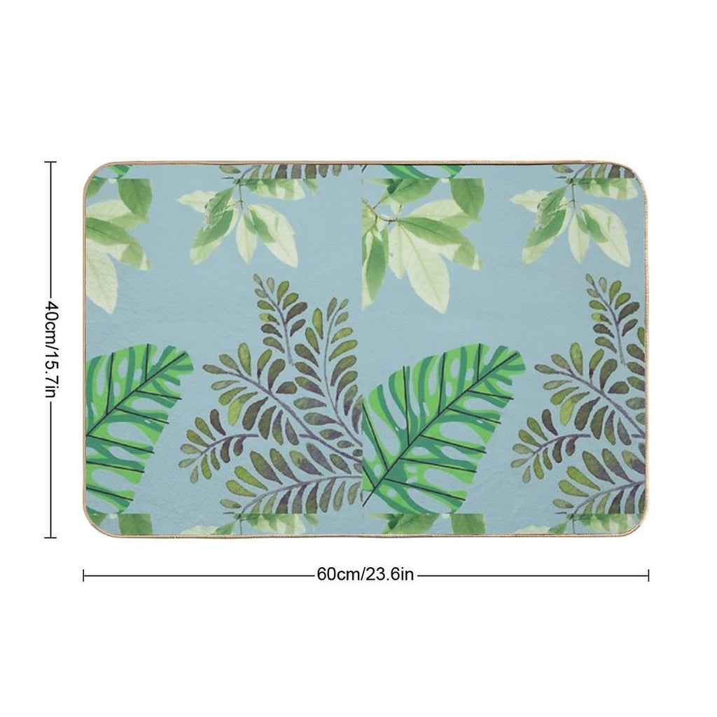 Tropical Vibe Leafy Pattern  Versatile Bath Mat