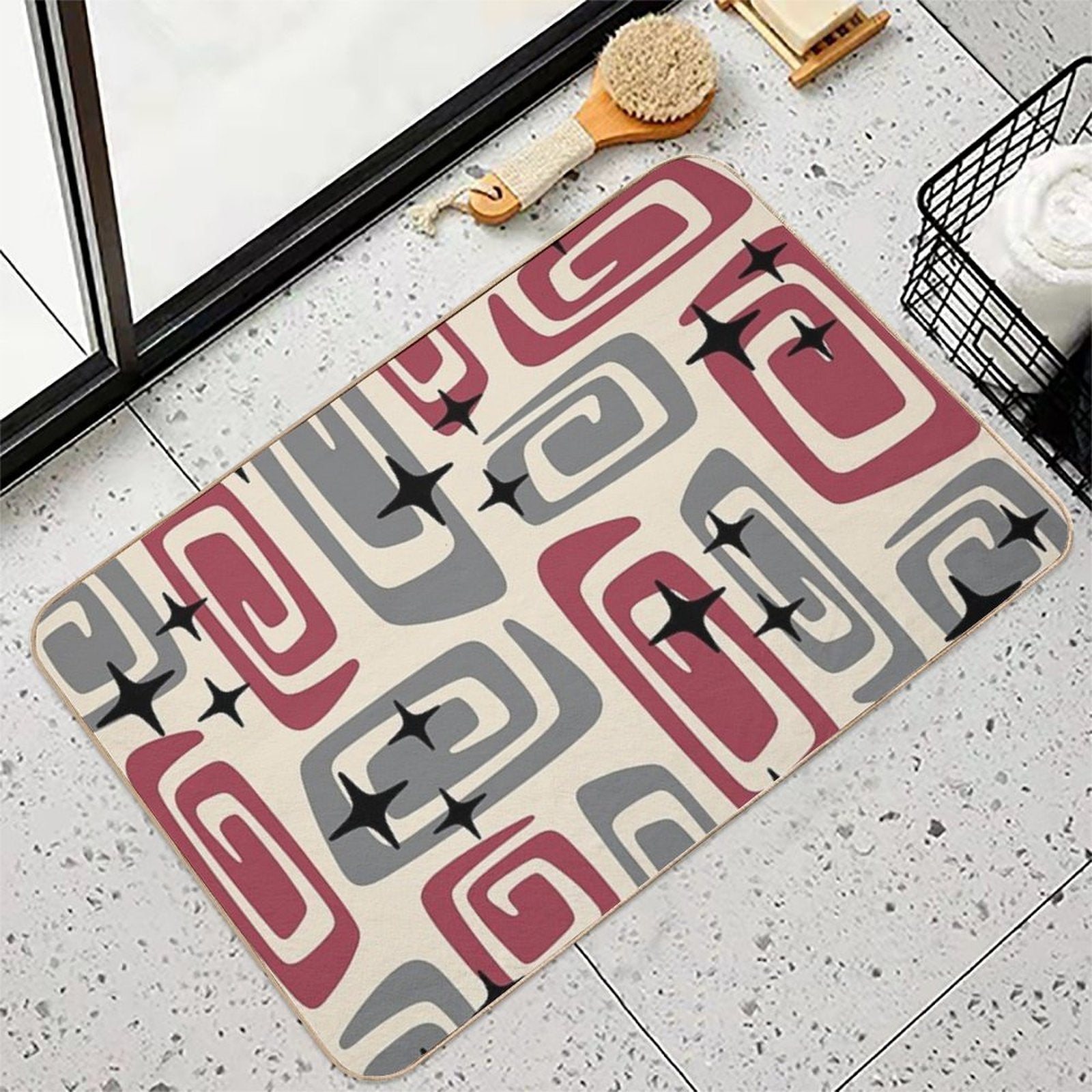 Retro Mid Century Modern Abstract 549  Absorbent Bath Mat