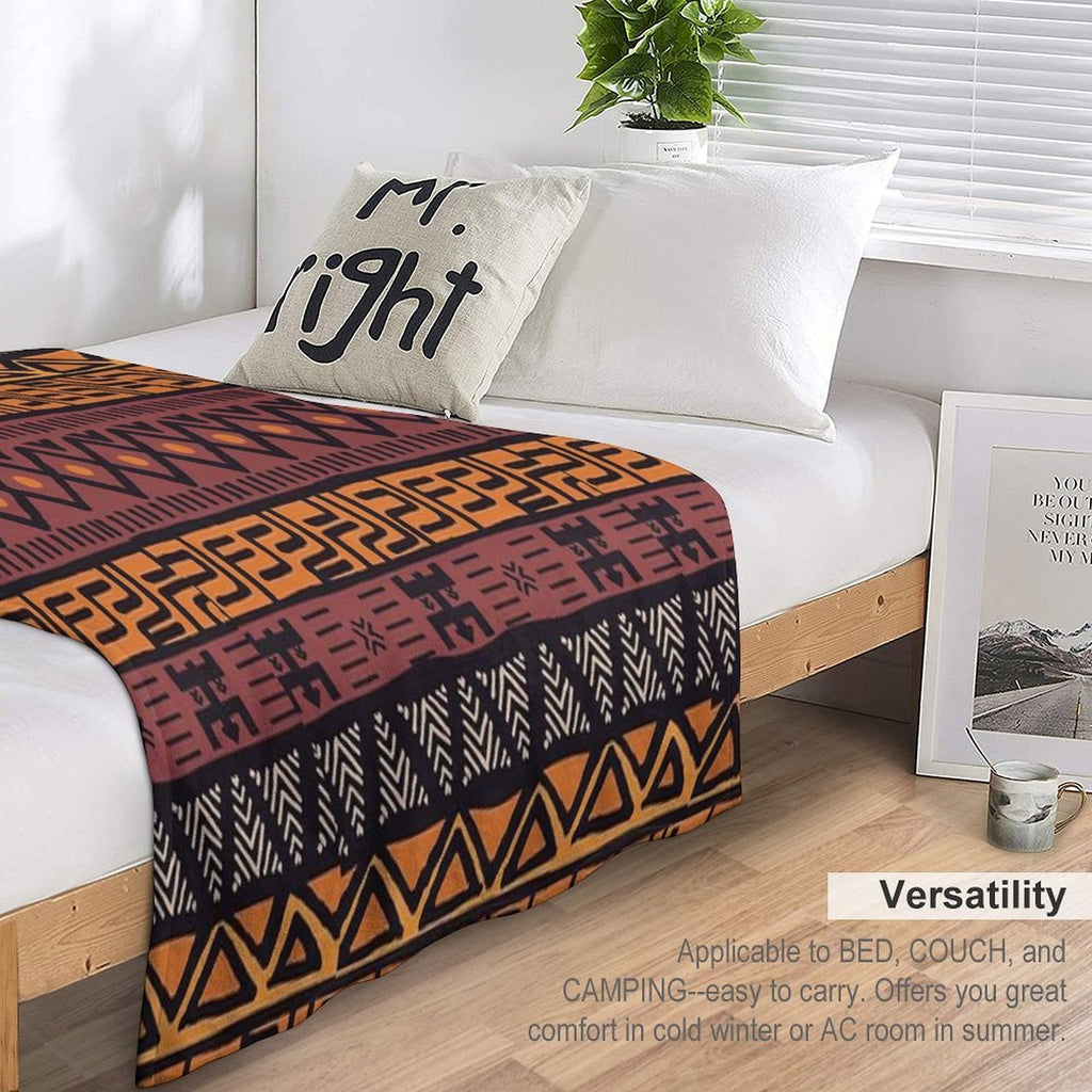 African Tribal Mudcloth Pattern Versatility Throw Blanket