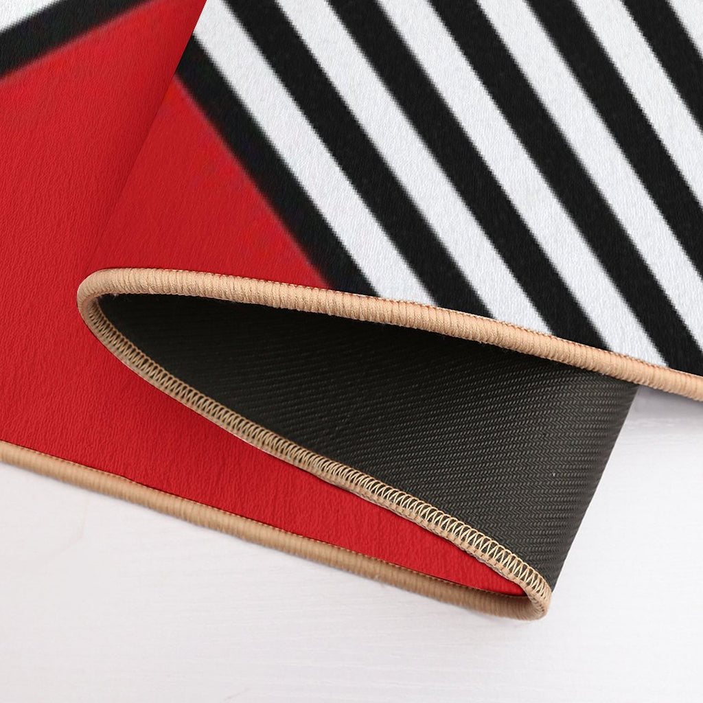 Black And White Stripes with Red Triangle  Eco-Friendly Bath Mat