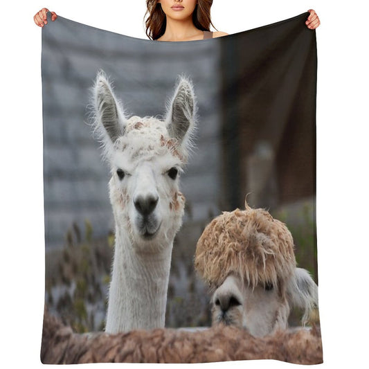 Curious Alpacas Cute Animals Travel-friendly Throw Blanket