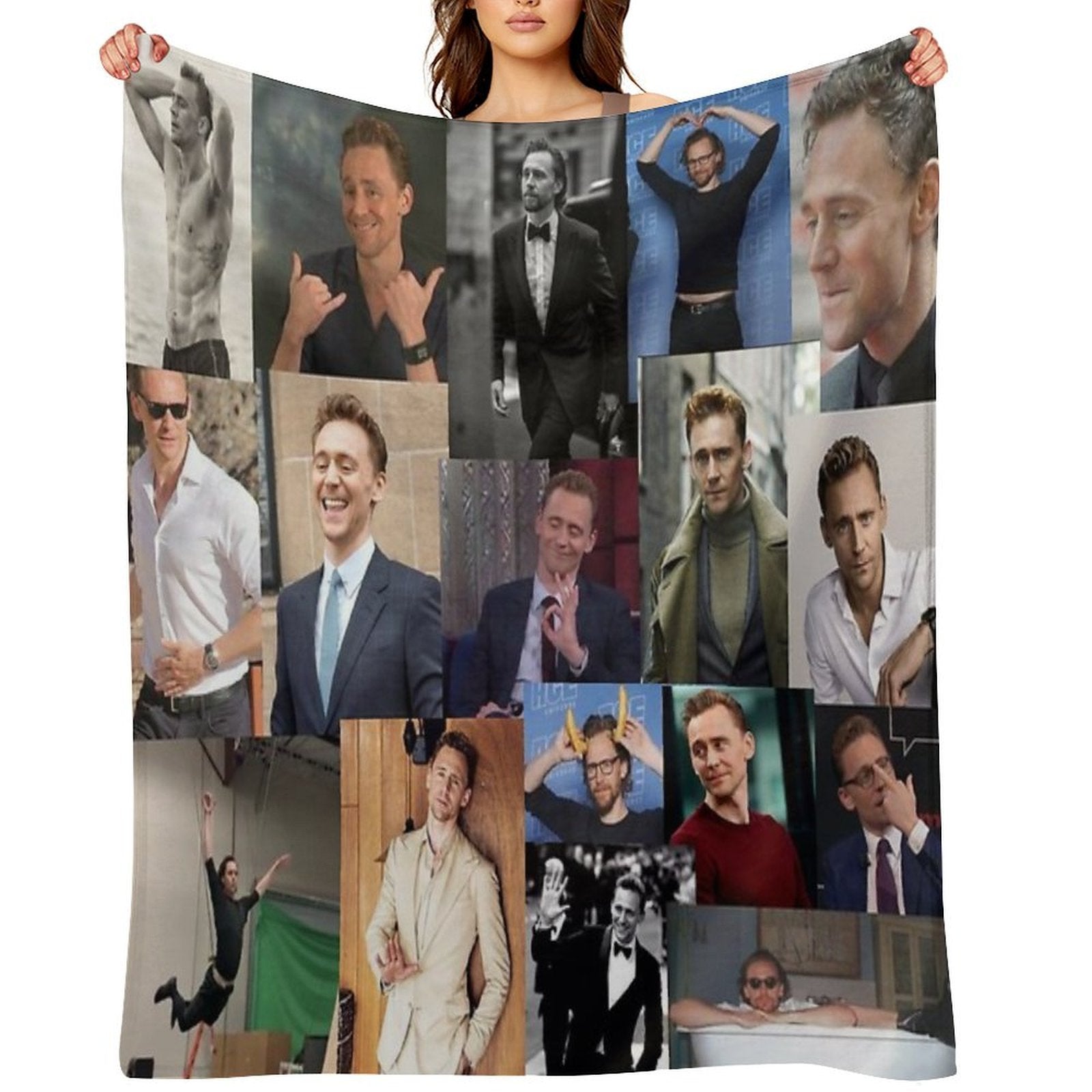Tom Hiddleston Collage Shrink-resistant Throw Blanket