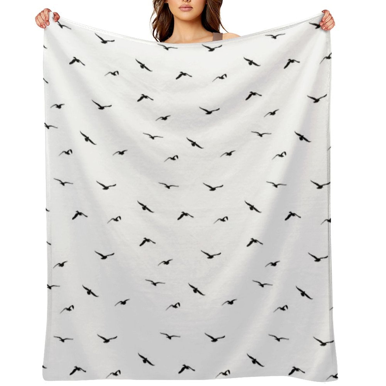 Flying Seagulls, Birds Shrink-resistant Throw Blanket