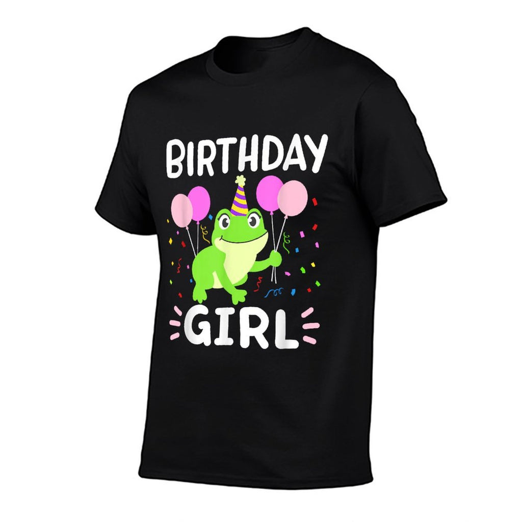 Cute Birthday Girl Frog Aesthetic Women Girls Kids Toddlers  Rolled Sleeves T-Shirt