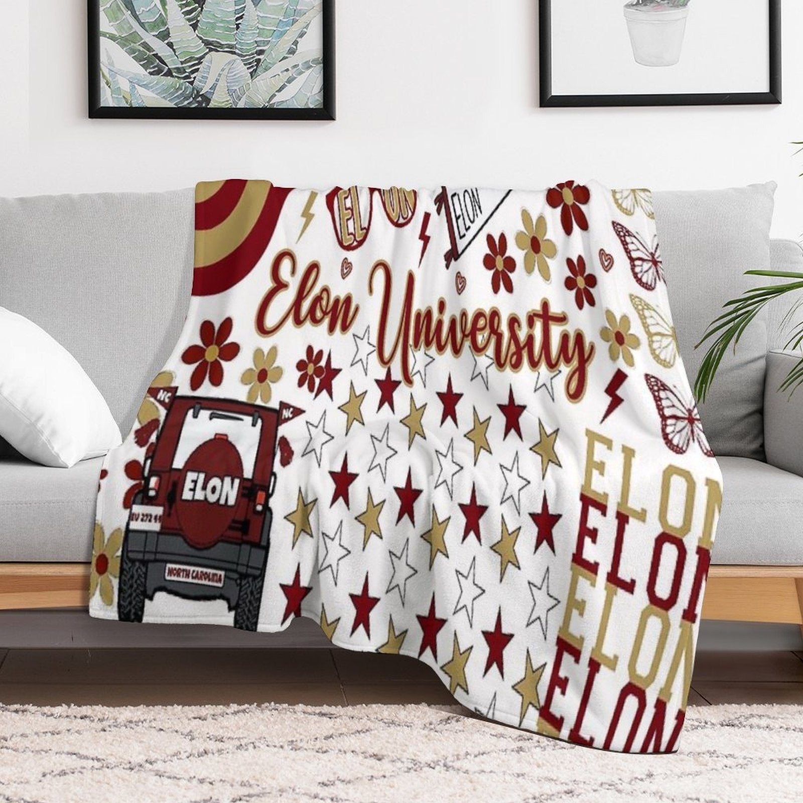 Elon Collage Quick-dry Throw Blanket