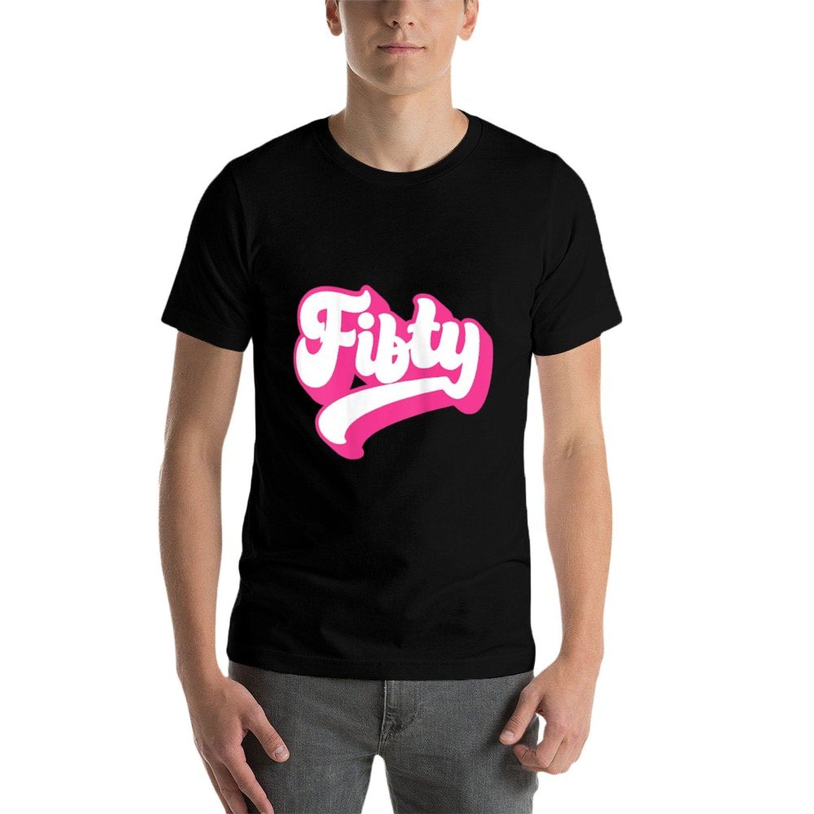 Fifty, 50 Years Old For Women For Her 50th Birthday  Ribbed Collar T-Shirt