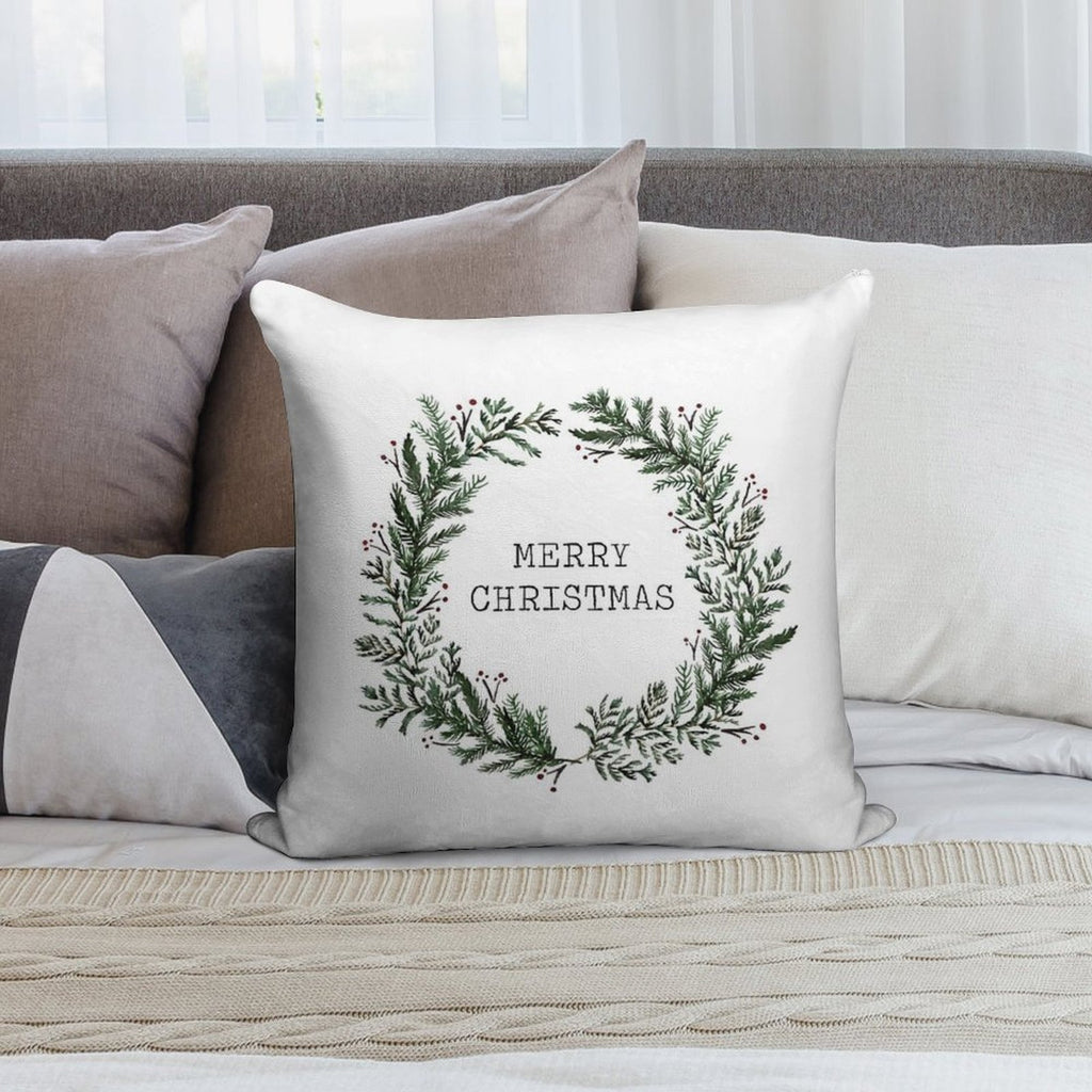 Simple Merry Christmas Soft Hidden Zipper Throw Pillow