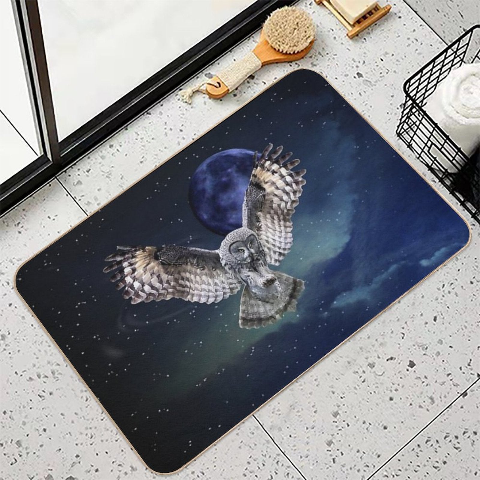 Owl in Flight  Long-Lasting Bath Mat