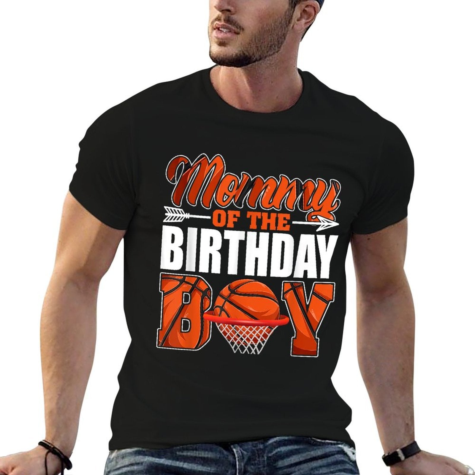 Mommy Of Birthday Boy Basketball Matching Family Party  Relaxed-fit T-Shirt