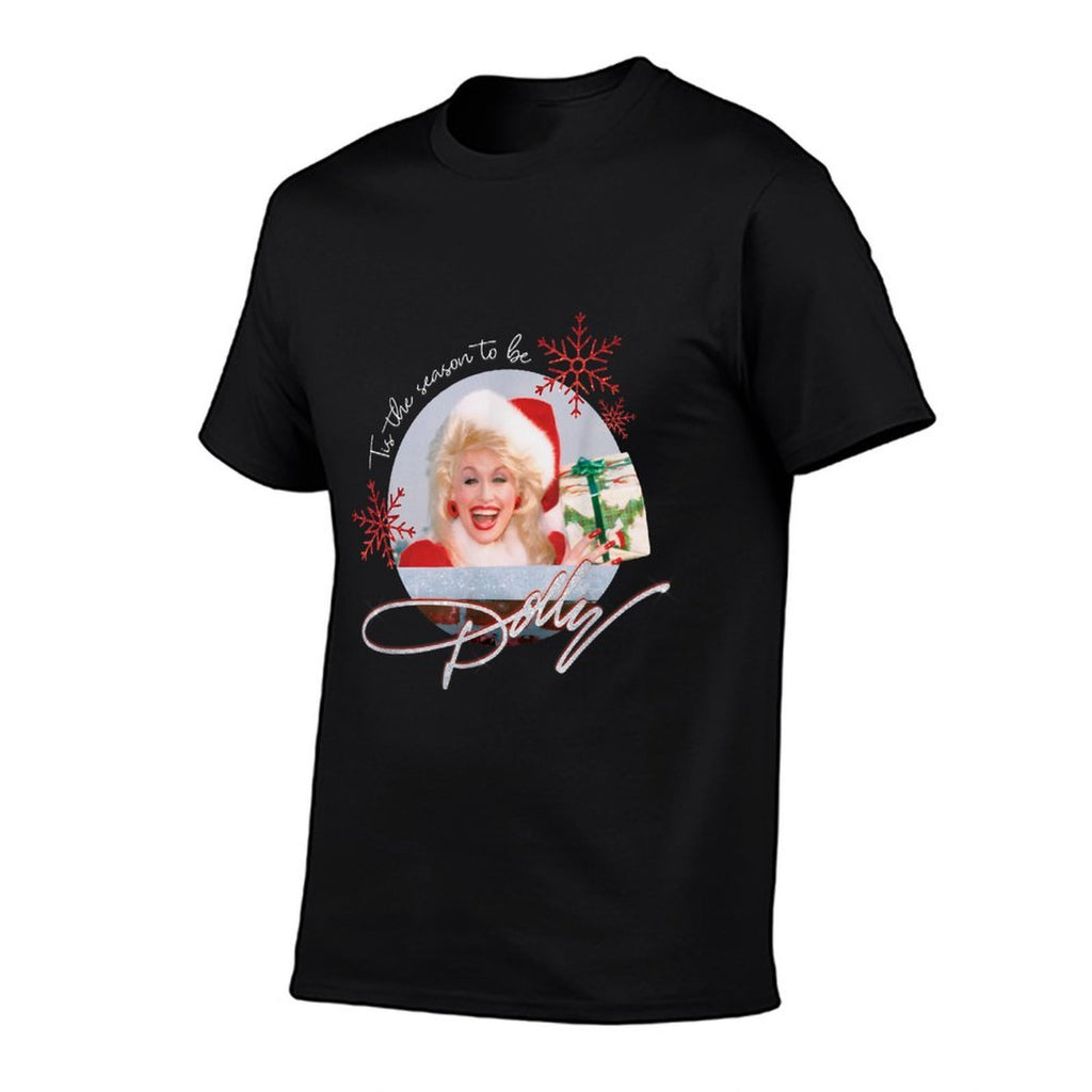 Tis The Season to Be Dolly Vintage  Ribbed Collar T-Shirt